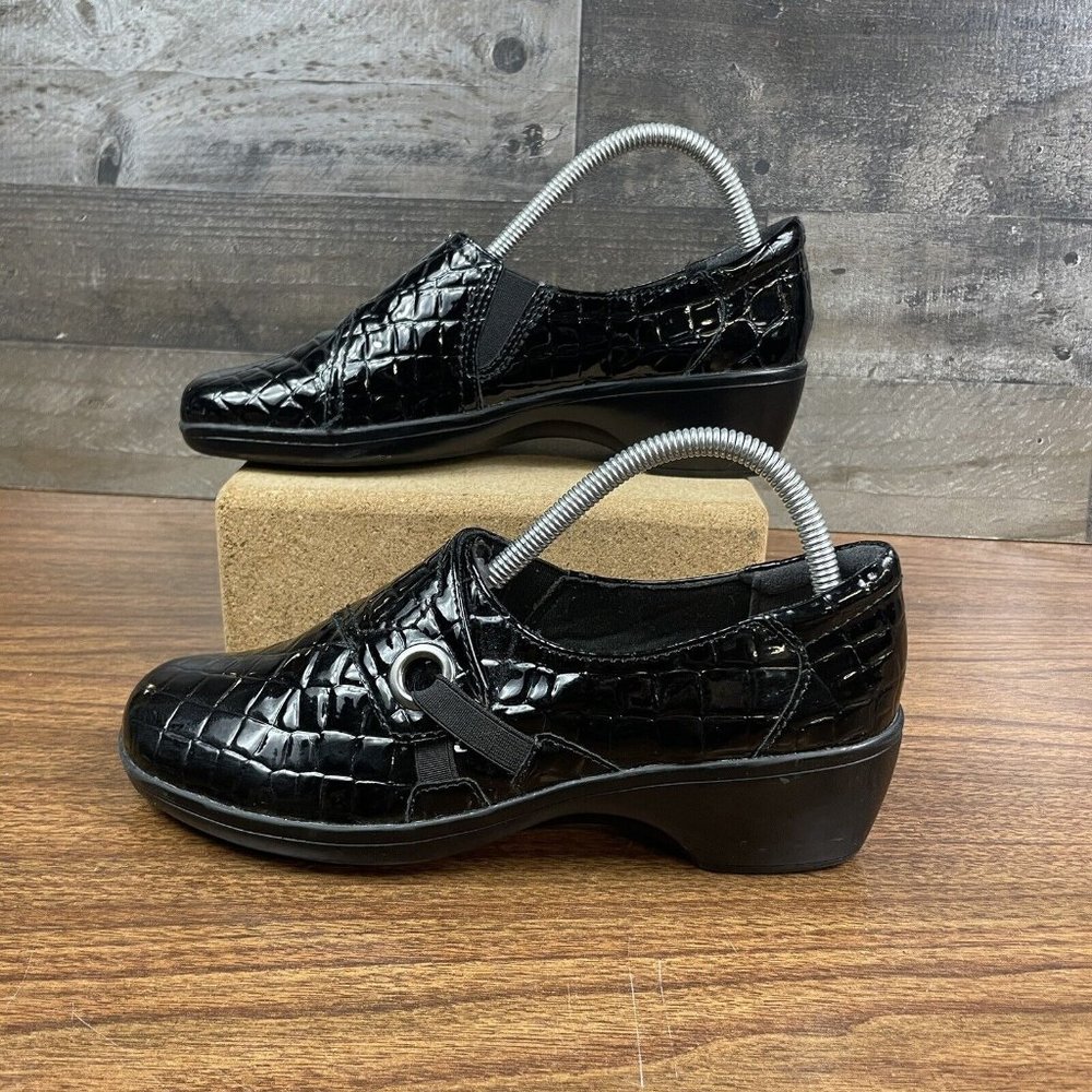 Clarks Collection Black Cushion Casual Slip On Comfort Flats Womens Size 9.5 M
